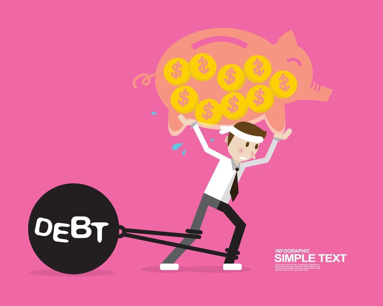 business concepts, man with debt vector