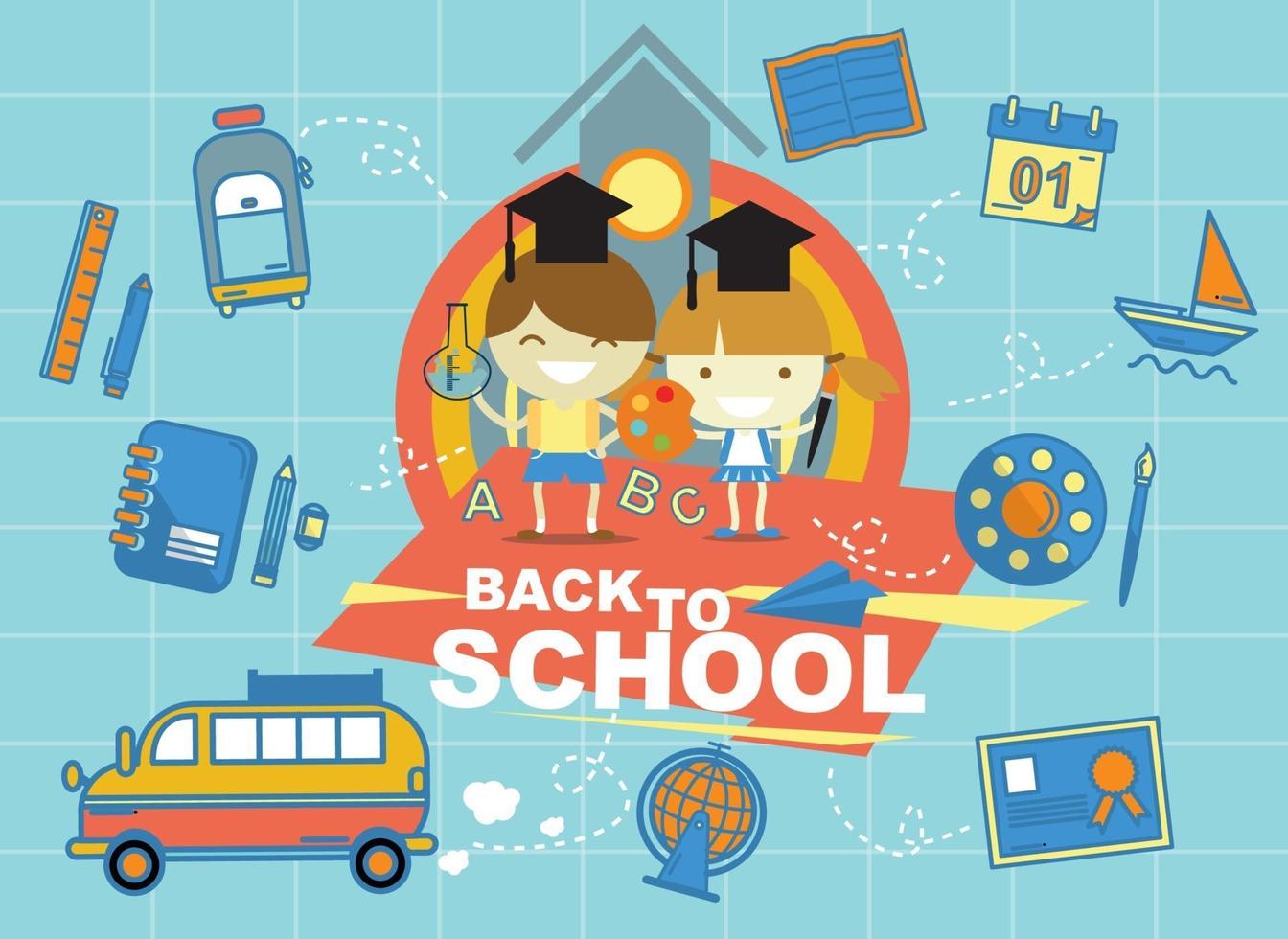 boy and girl back to school vector design