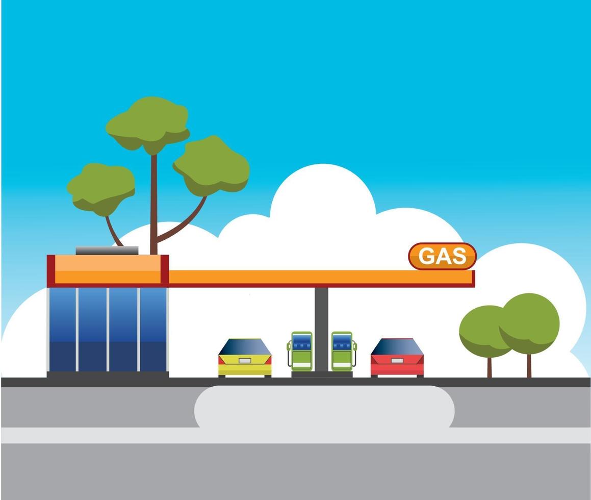 gas station building vector design