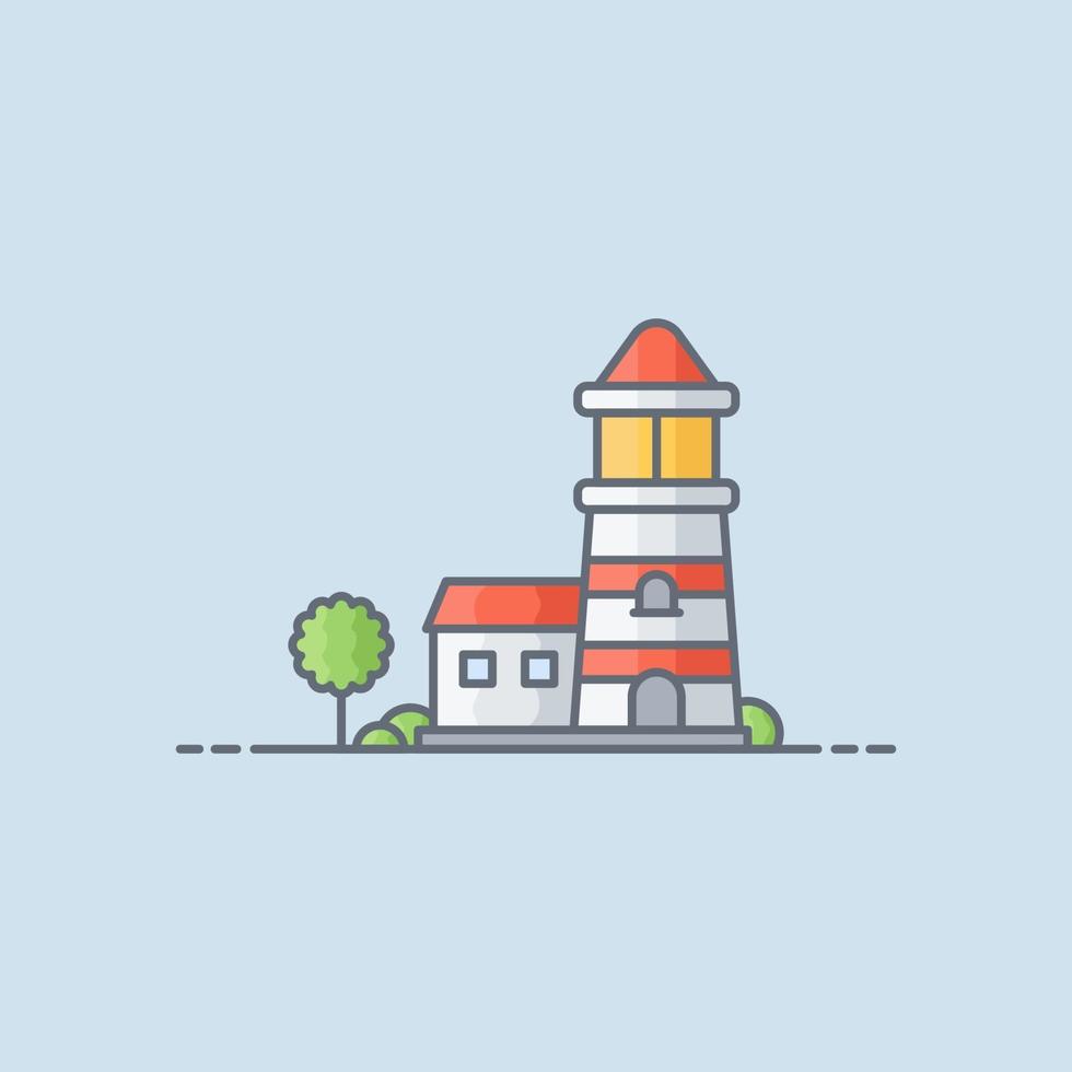 Lighthouse building vector icon illustration