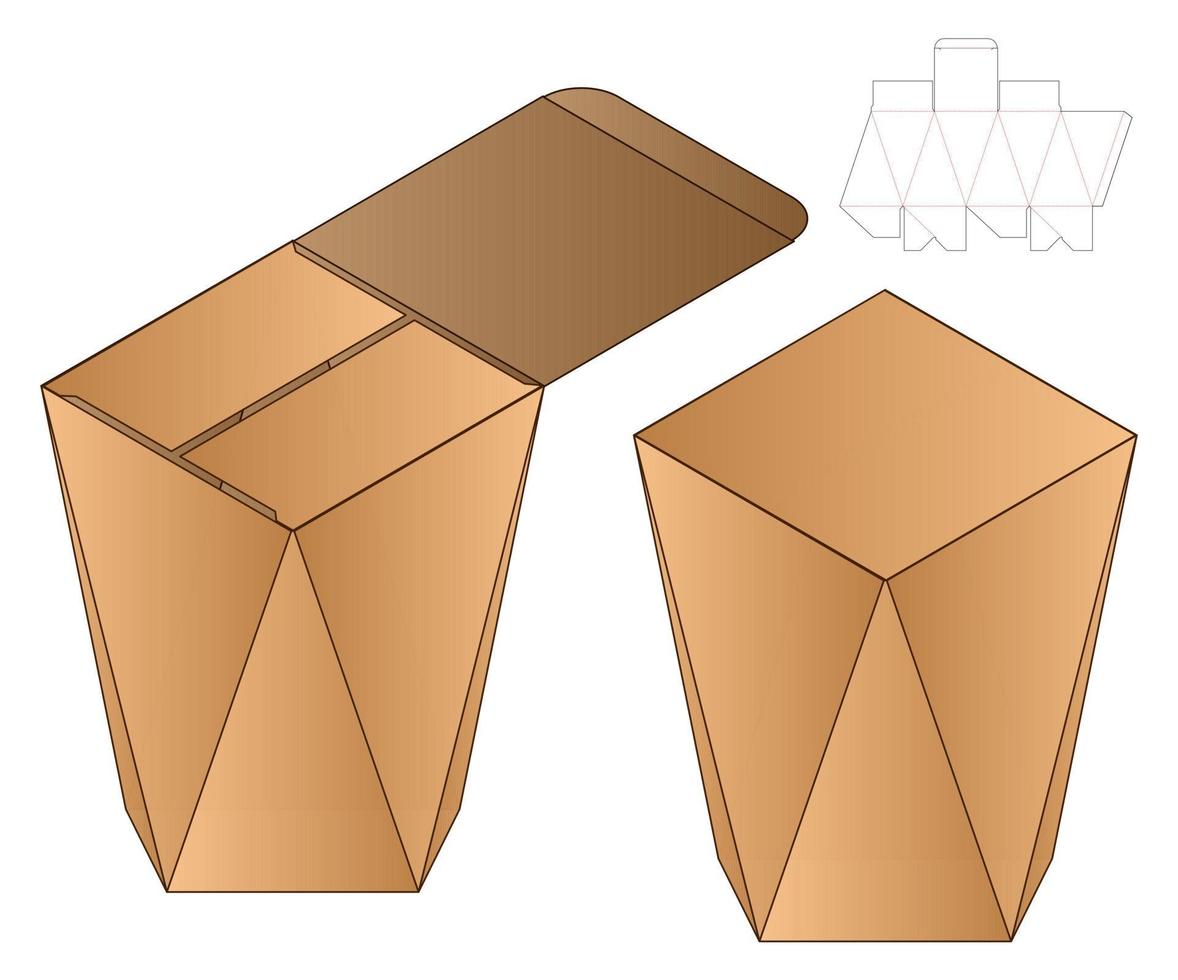 diseño de plantilla troquelada de embalaje de caja. Maqueta 3d vector