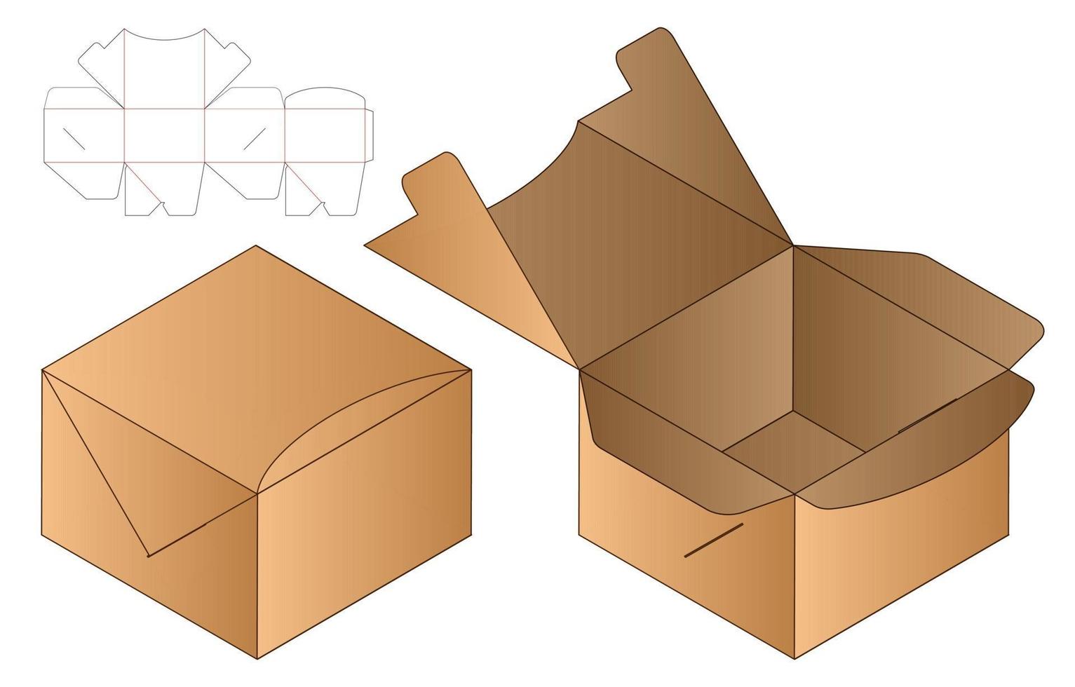 diseño de plantilla troquelada de embalaje de caja. Maqueta 3d vector