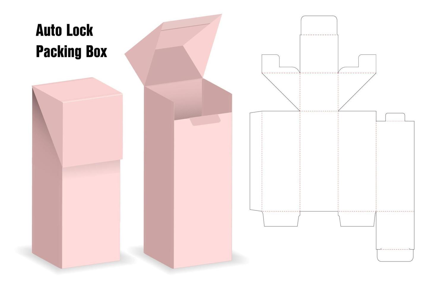 Box packaging die cut template design. 3d mock-up vector