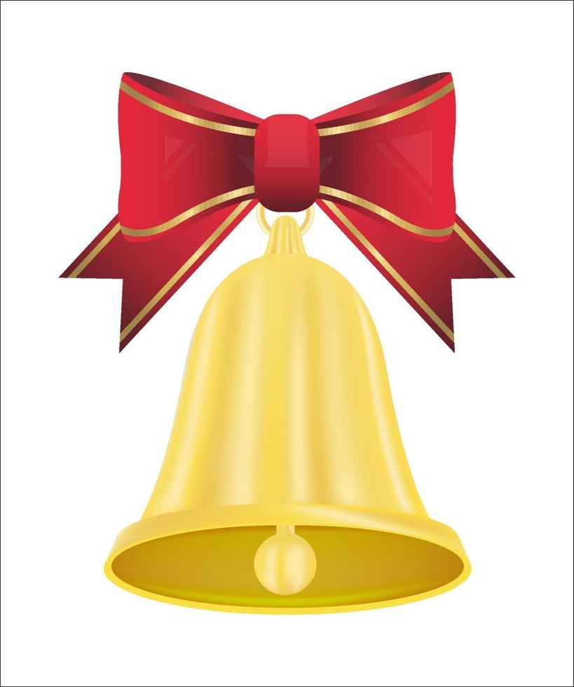 red ribbon with golden bell vector