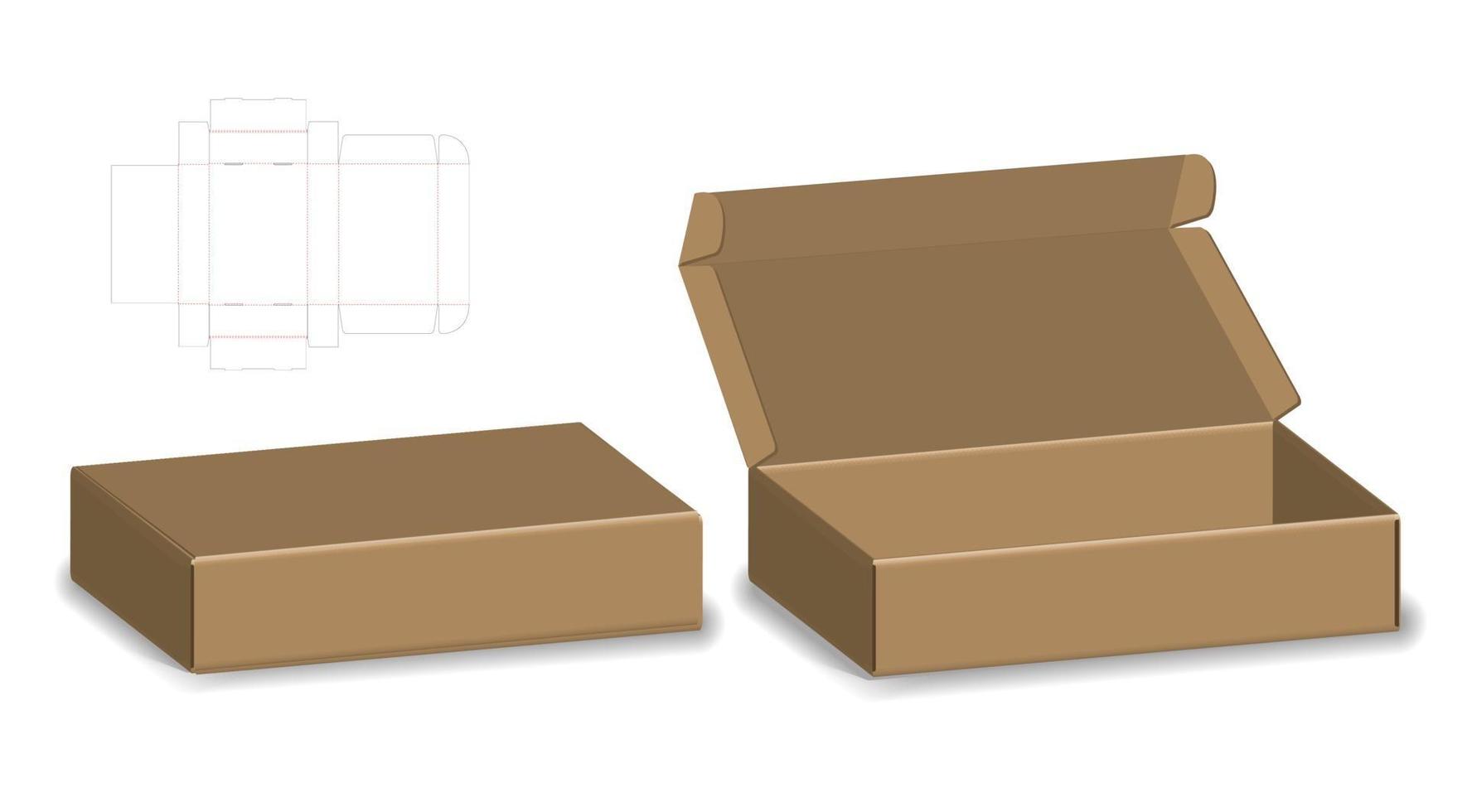 Box packaging die cut template design. 3d mock-up vector