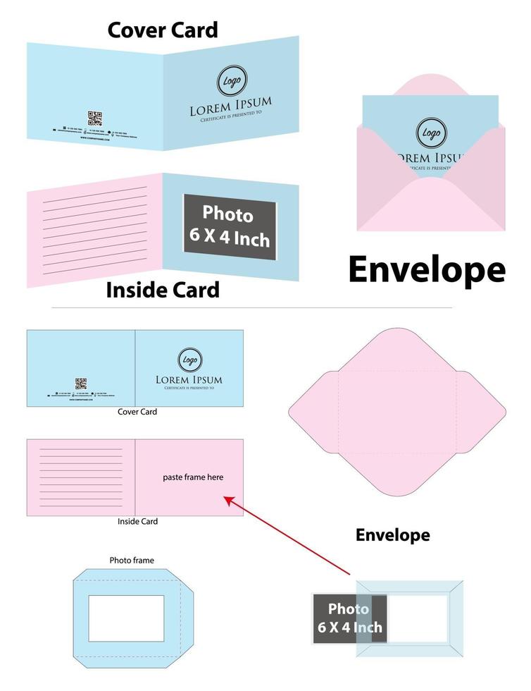 envelope die cut mock up template vector