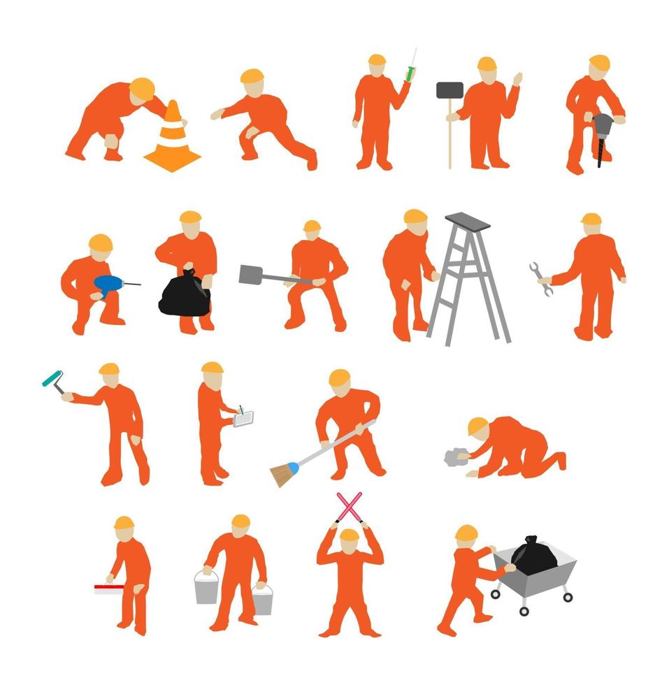 mini workers working vector