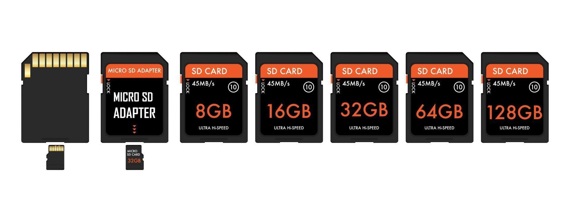 SD And Micro sd card with adapter vector