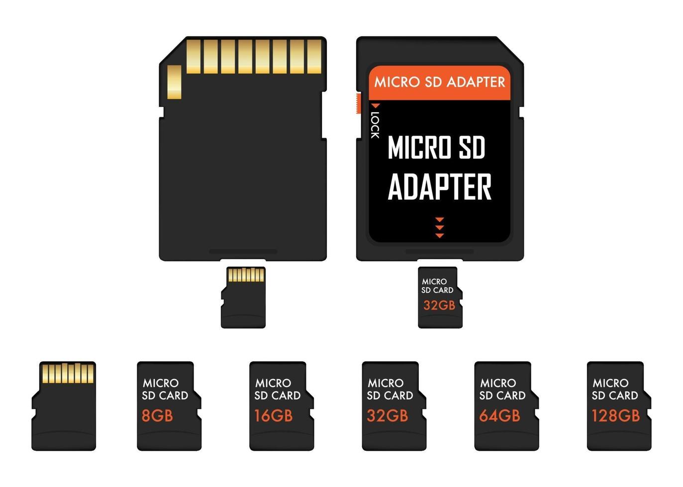 Micro SD memory card and adapter vector