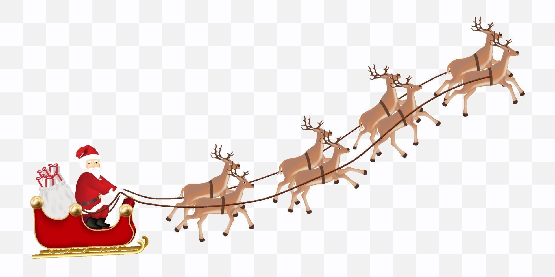 santa claus with reindeers flying vector