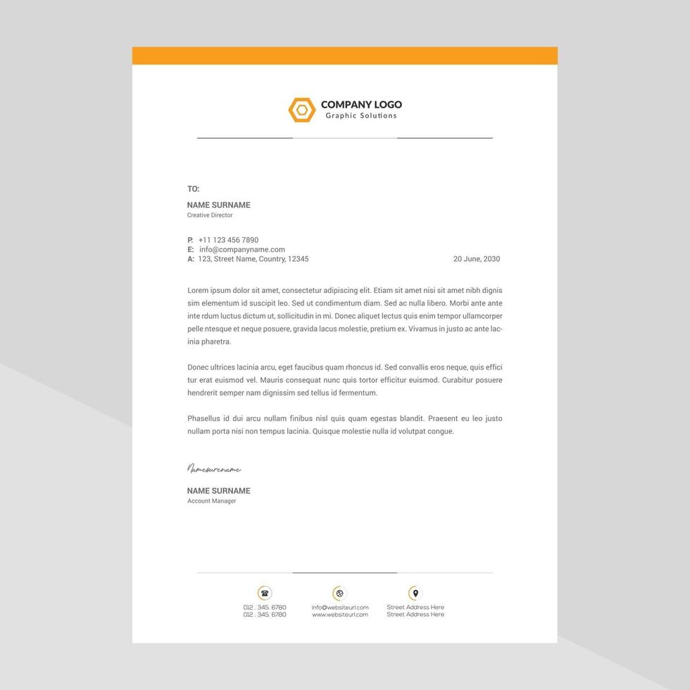 Elegant letterhead template design in minimalist style vector