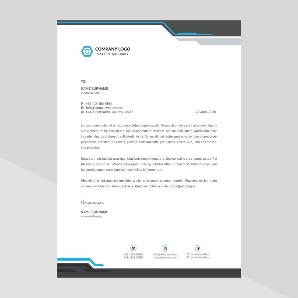 Elegant letterhead template design in minimalist style vector