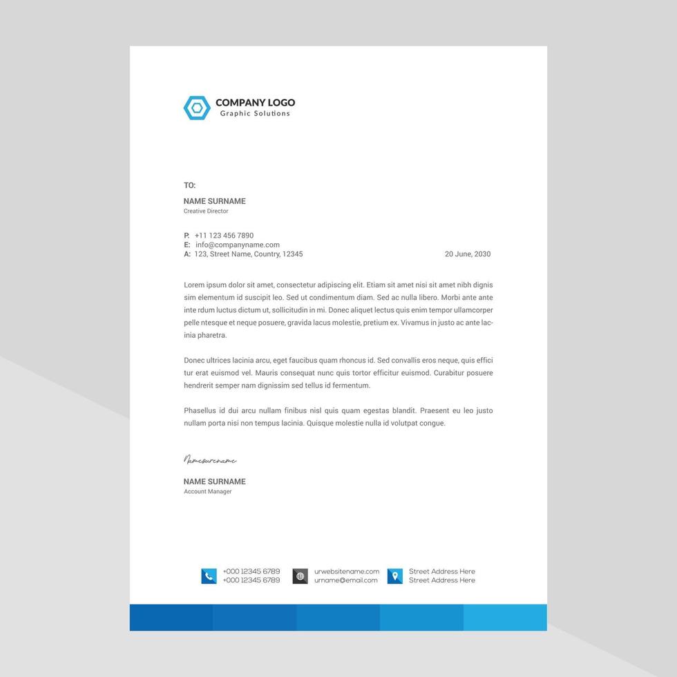Elegant letterhead template design in minimalist style vector