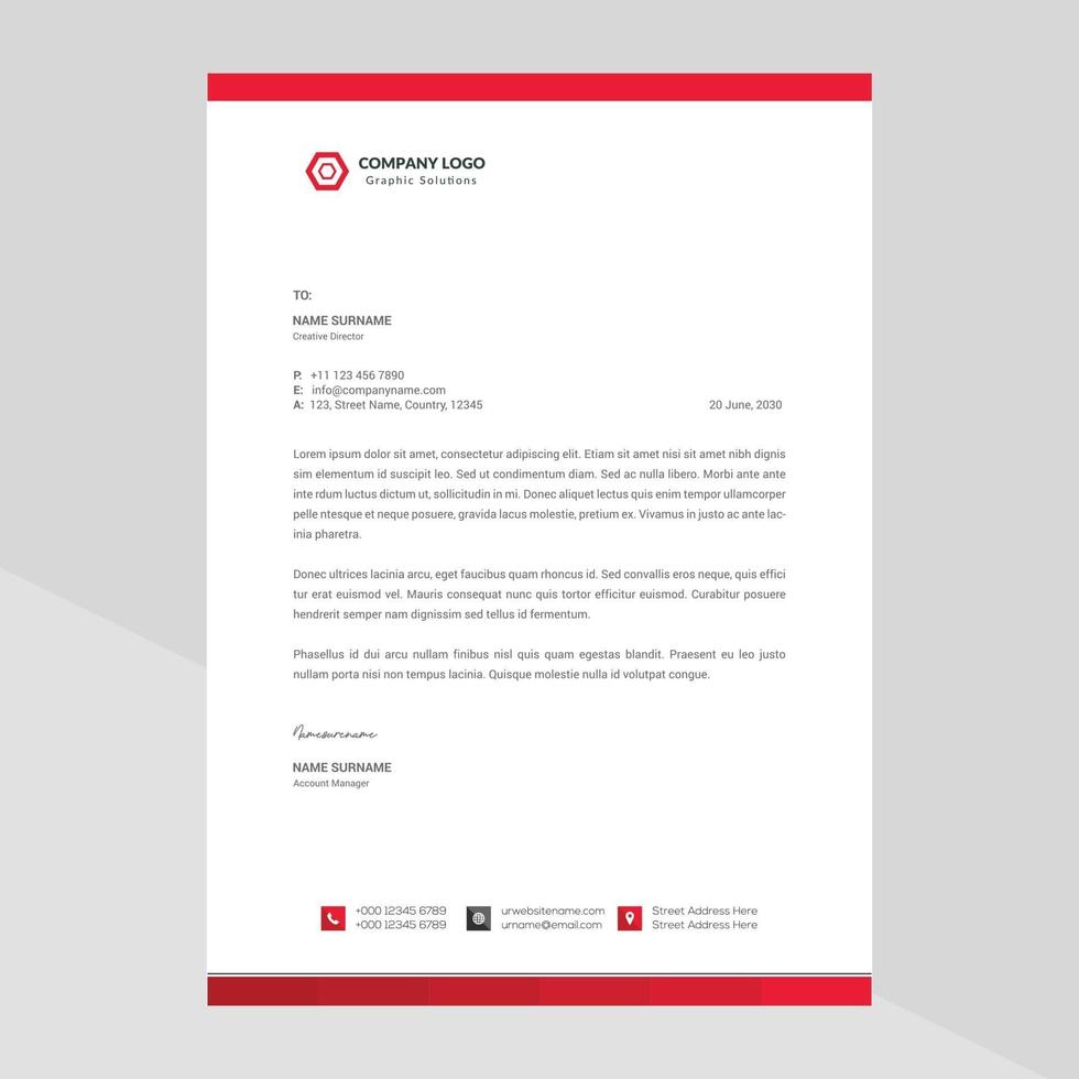 Elegant letterhead template design in minimalist style vector