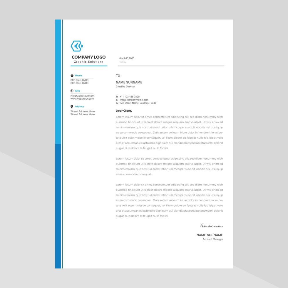 Elegant letterhead template design in minimalist style vector