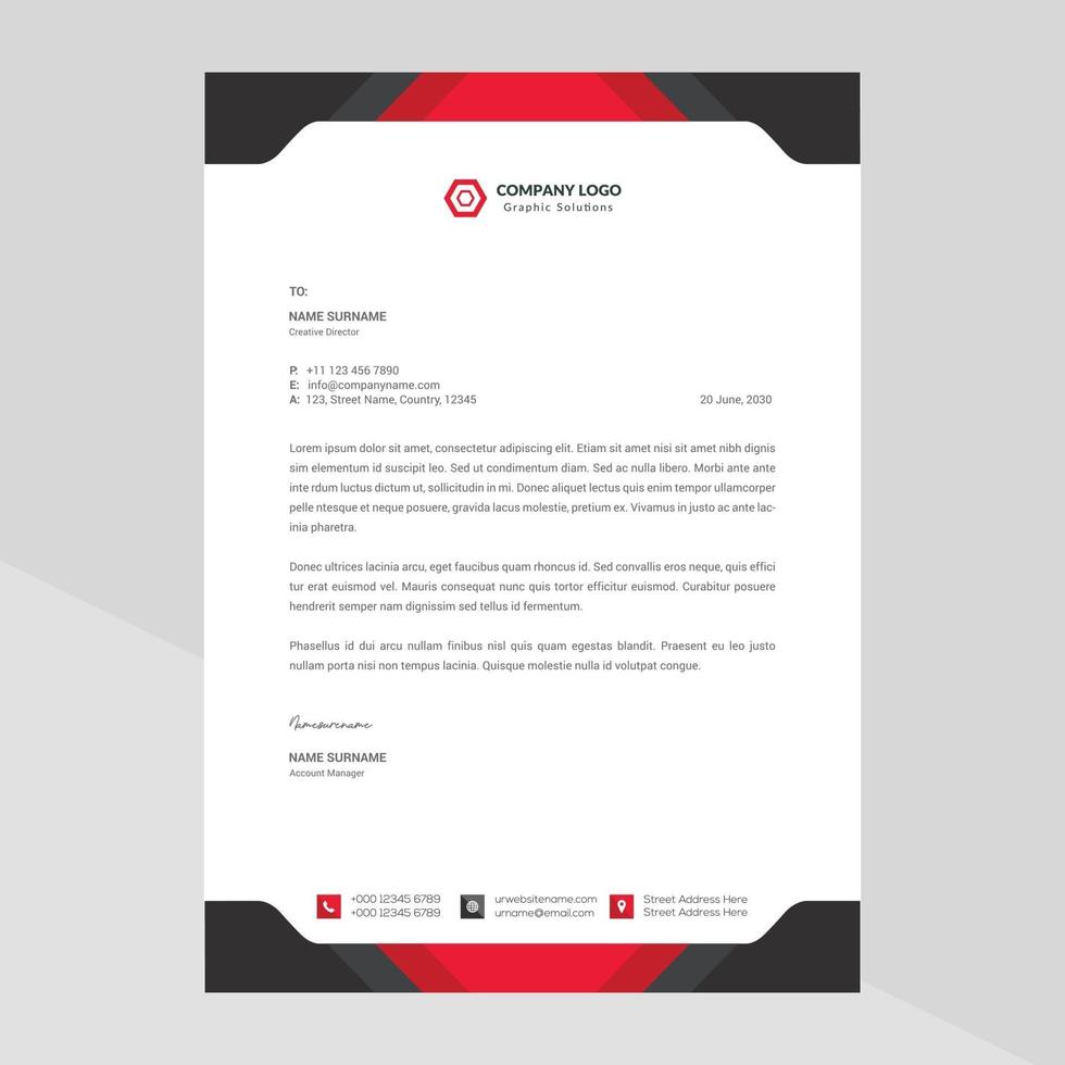 Elegant letterhead template design in minimalist style vector