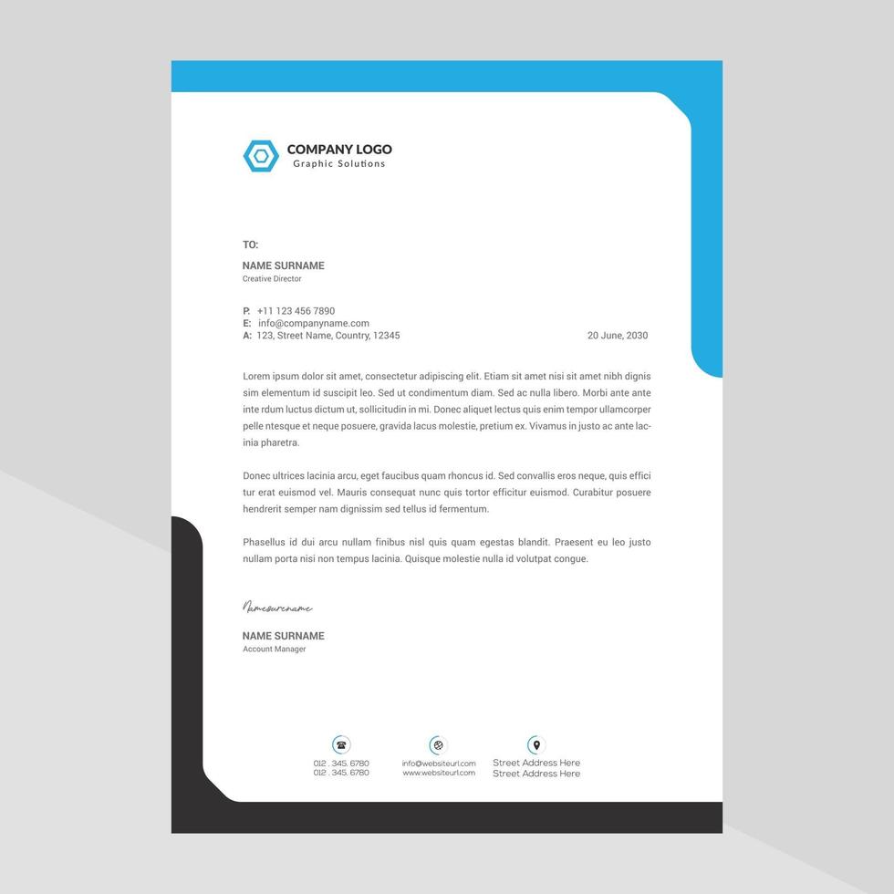 Elegant letterhead template design in minimalist style vector