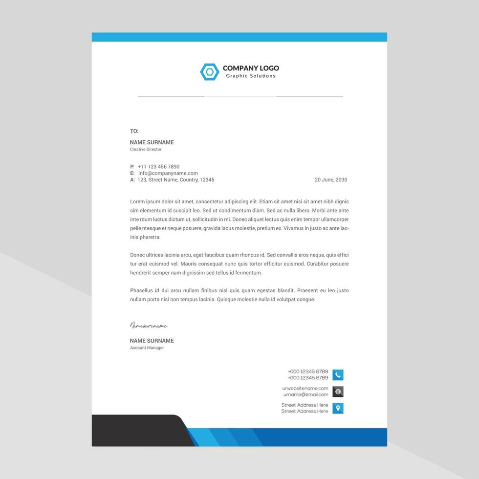 Elegant letterhead template design in minimalist style vector