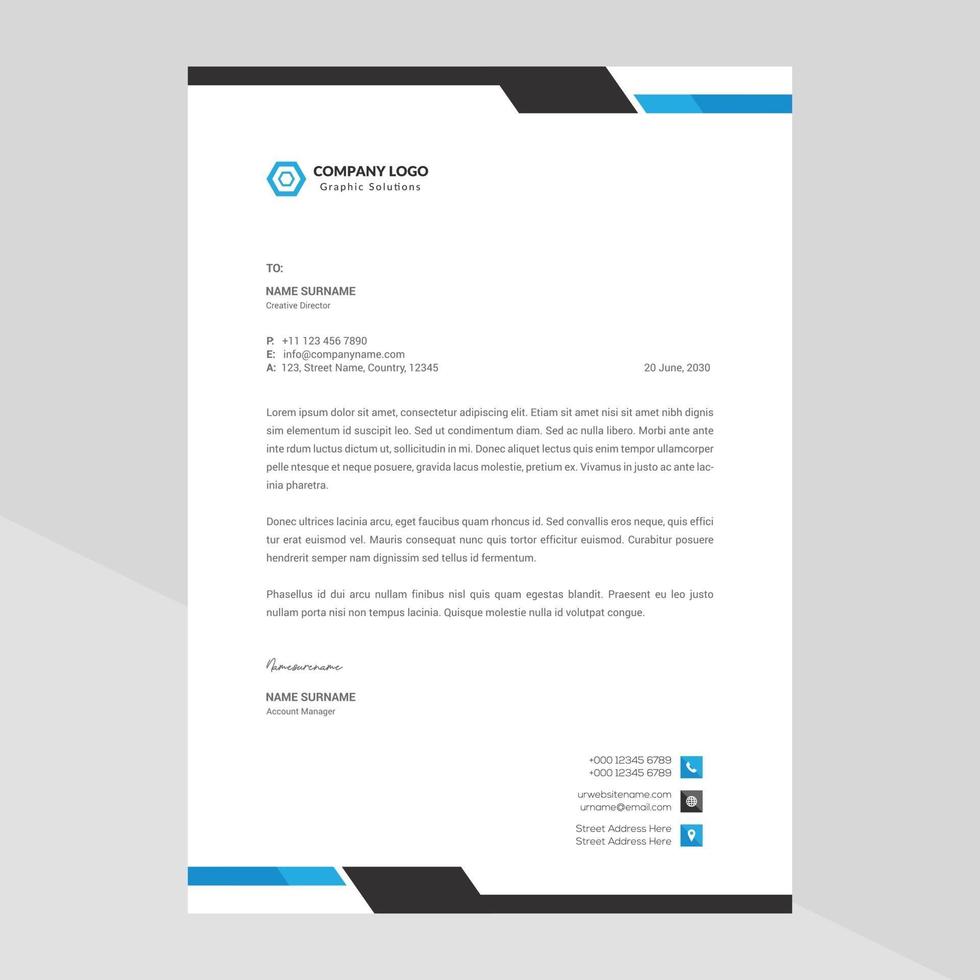 Elegant letterhead template design in minimalist style vector