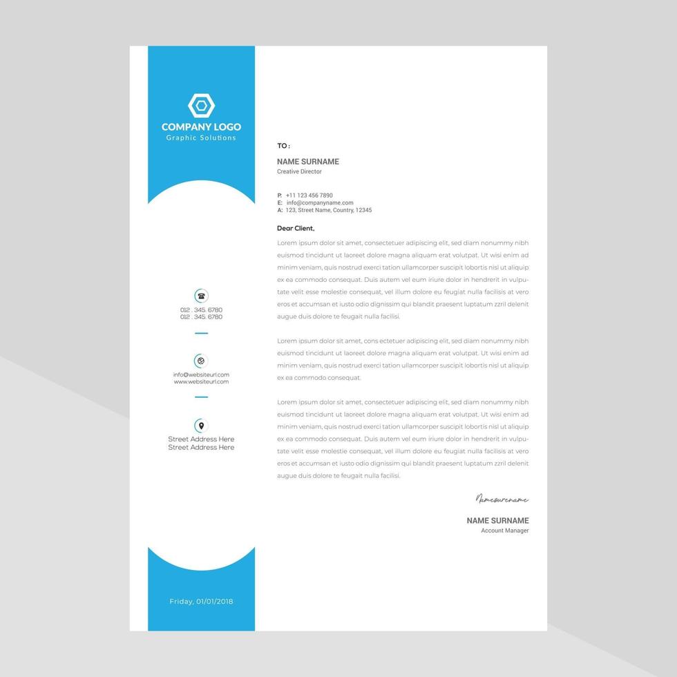 Elegant letterhead template design in minimalist style vector