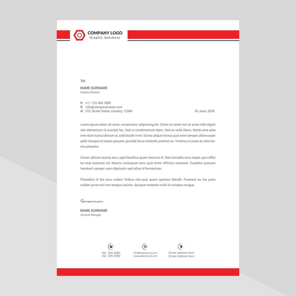 Elegant letterhead template design in minimalist style vector