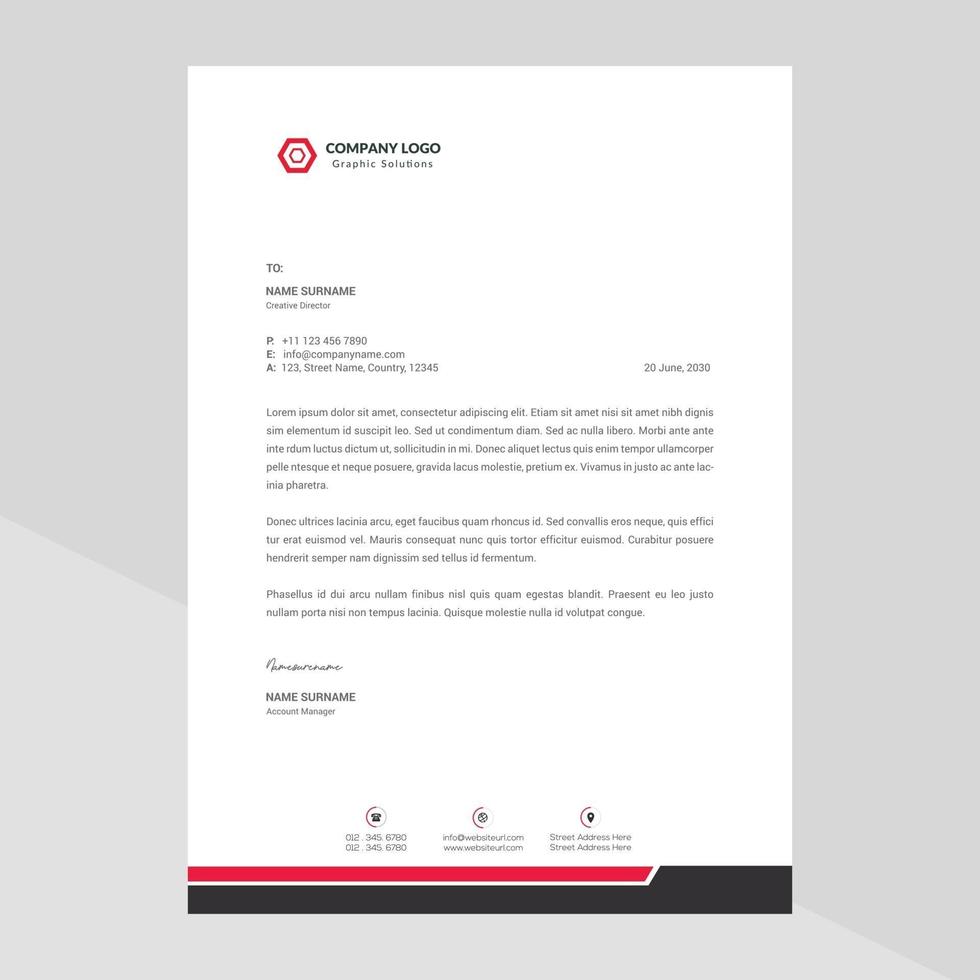 Elegant letterhead template design in minimalist style vector