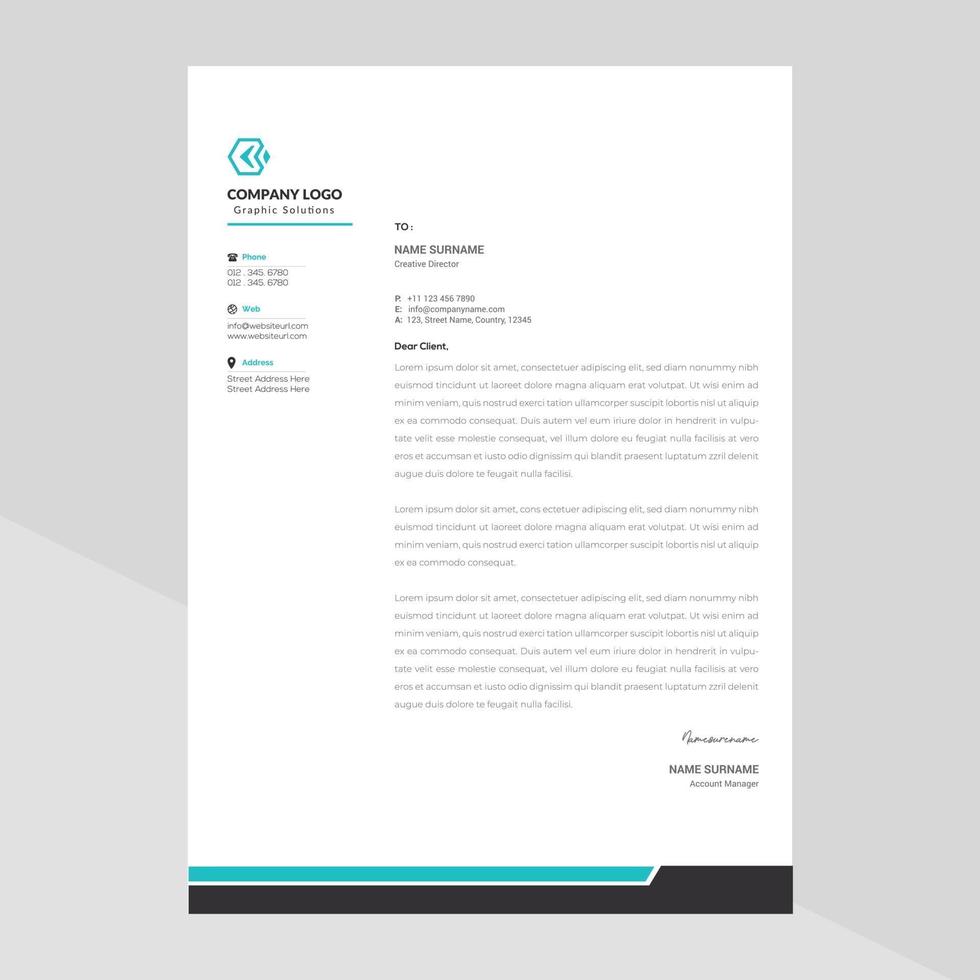 Elegant letterhead template design in minimalist style vector