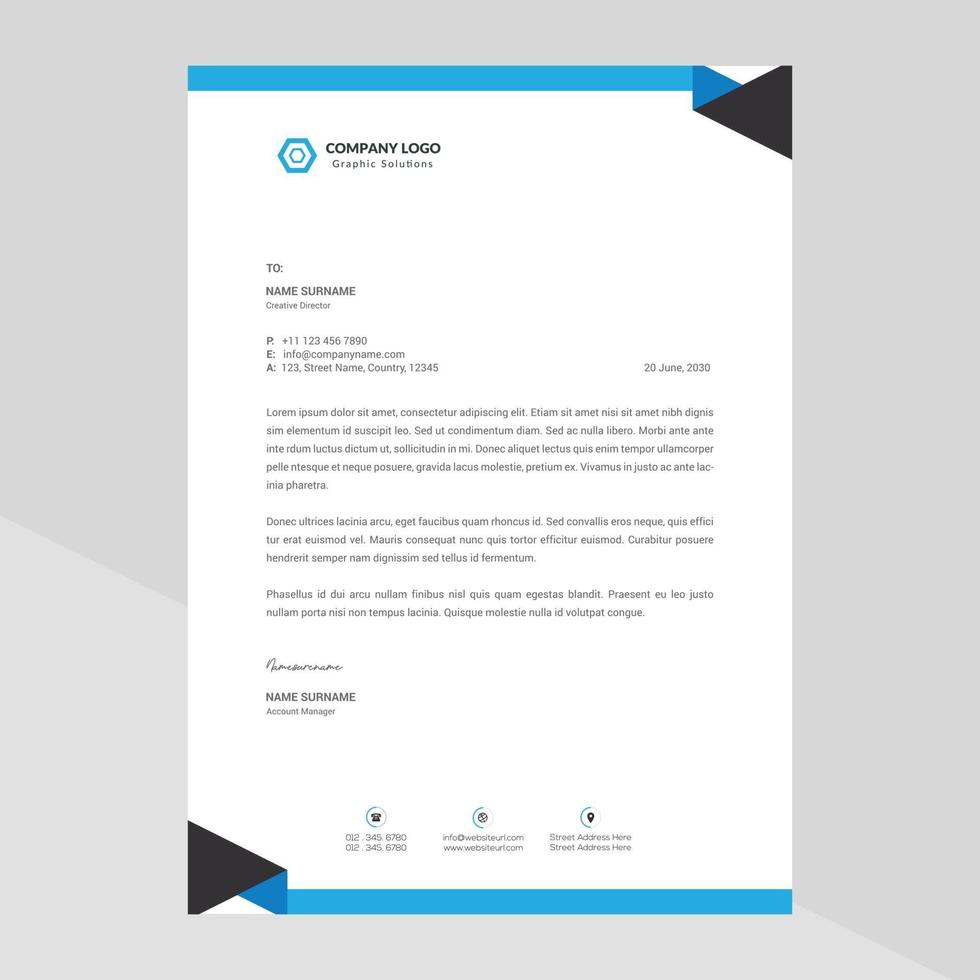 Elegant letterhead template design in minimalist style vector