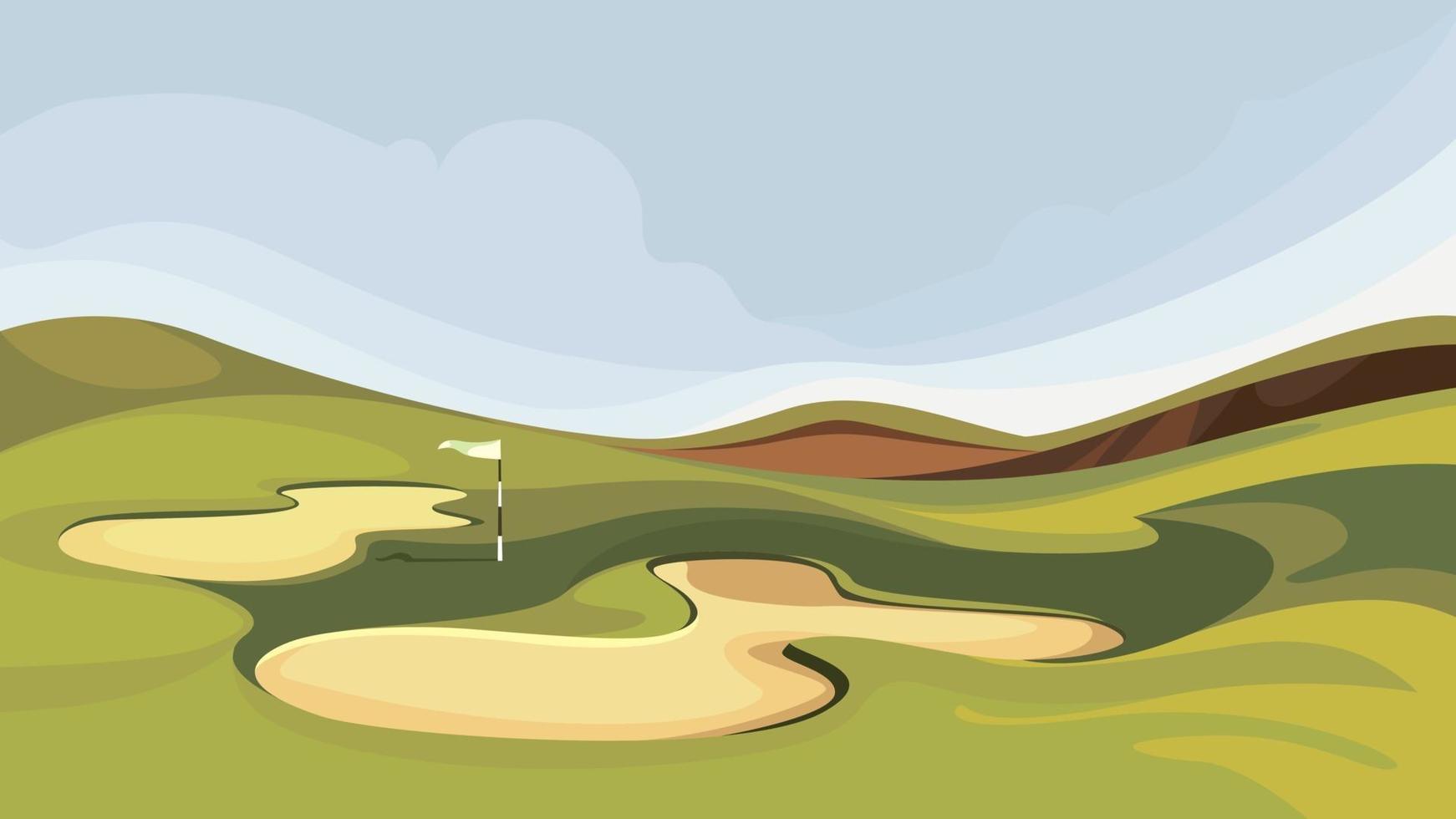 Golf course with sand traps. vector