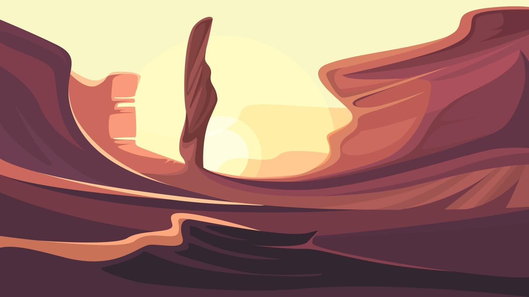 Desert with red mountains. vector