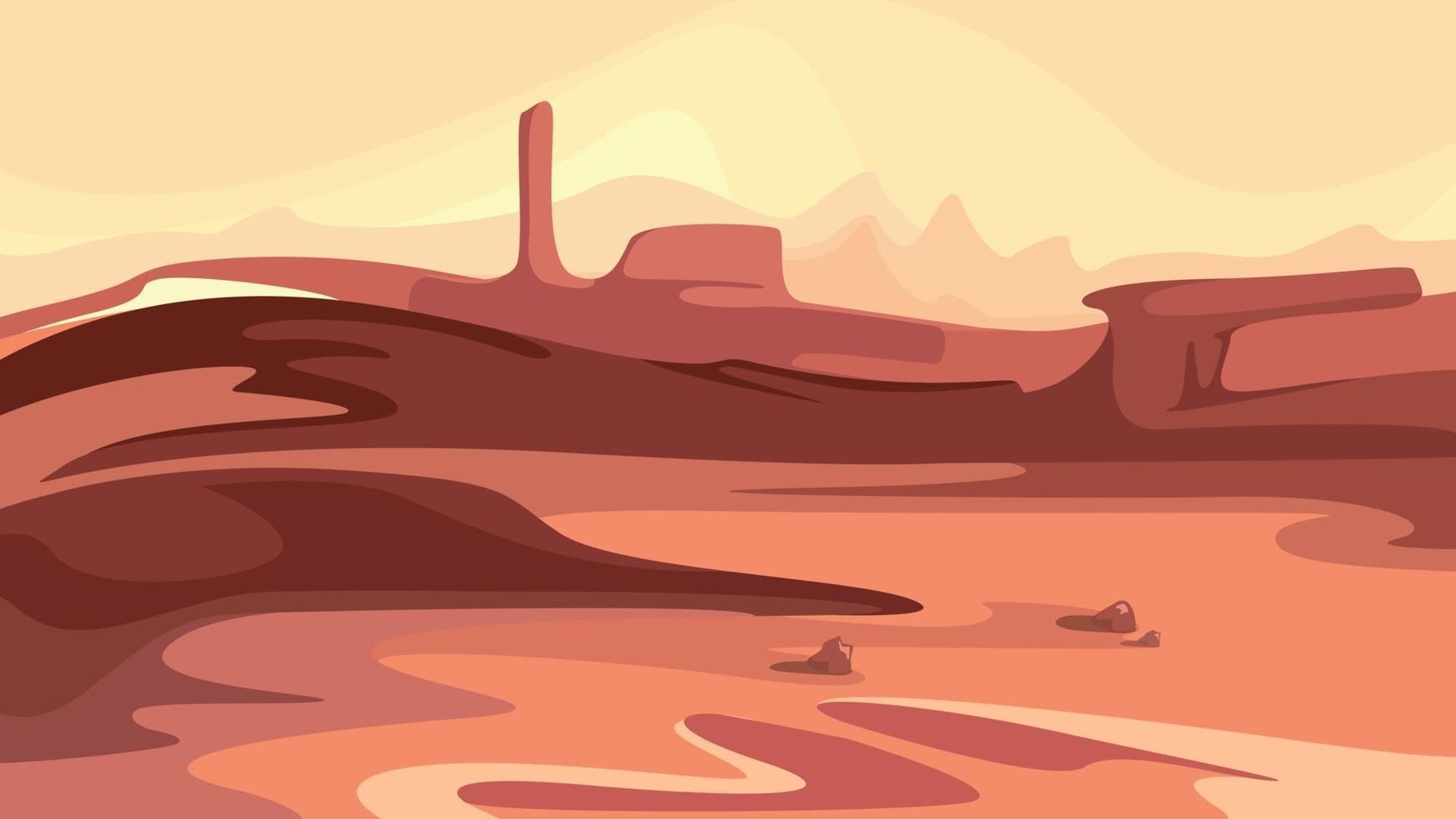 Martian landscape with mountains. vector