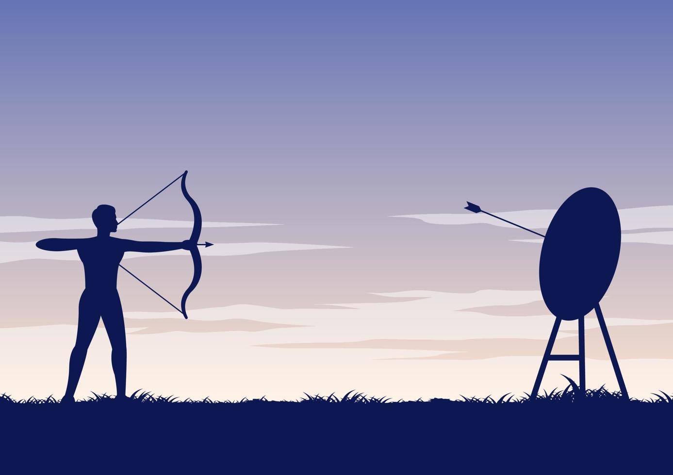 silhouette of archer shooting arrow vector