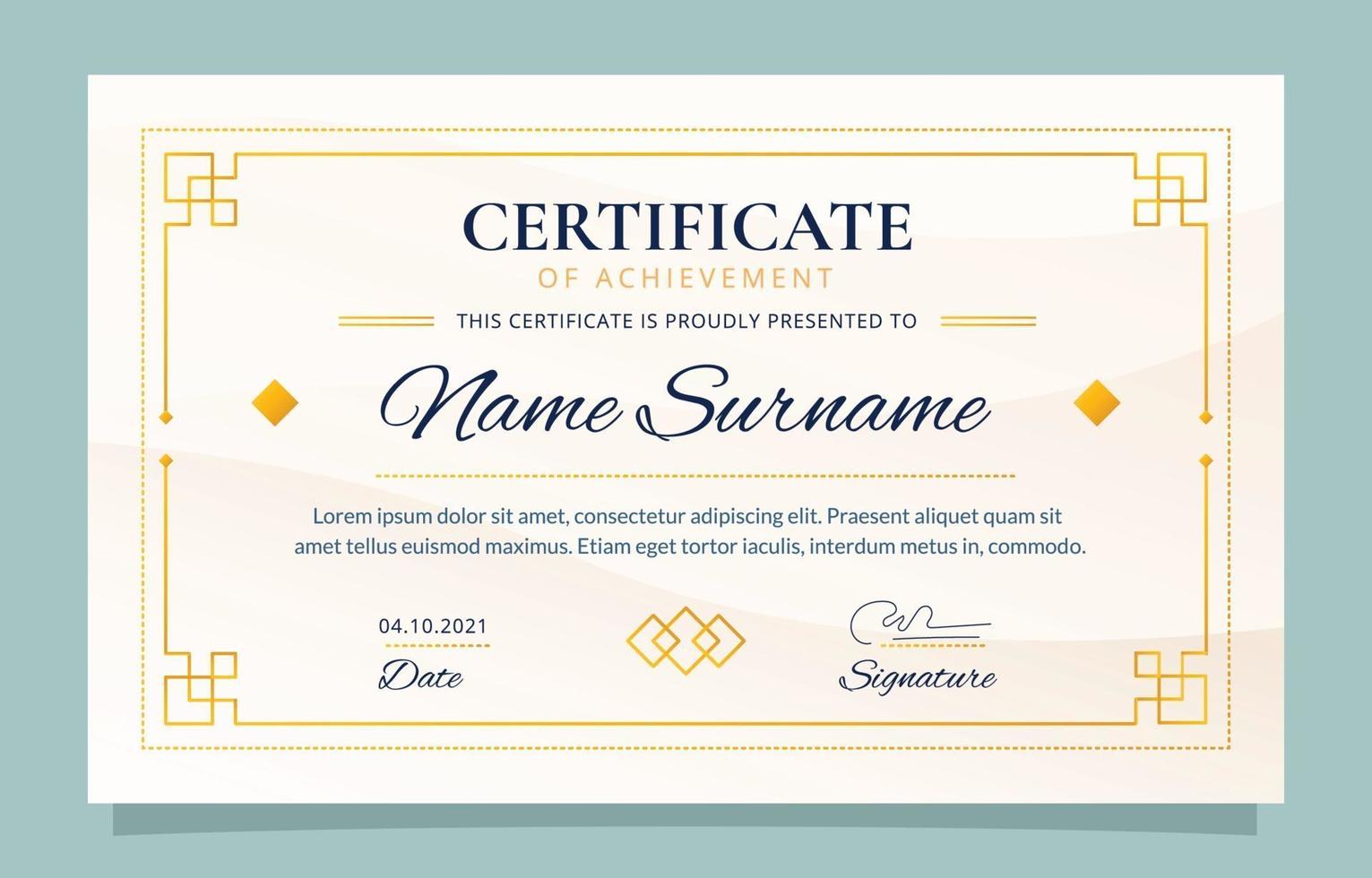 Certificate of Achievement Design Template vector