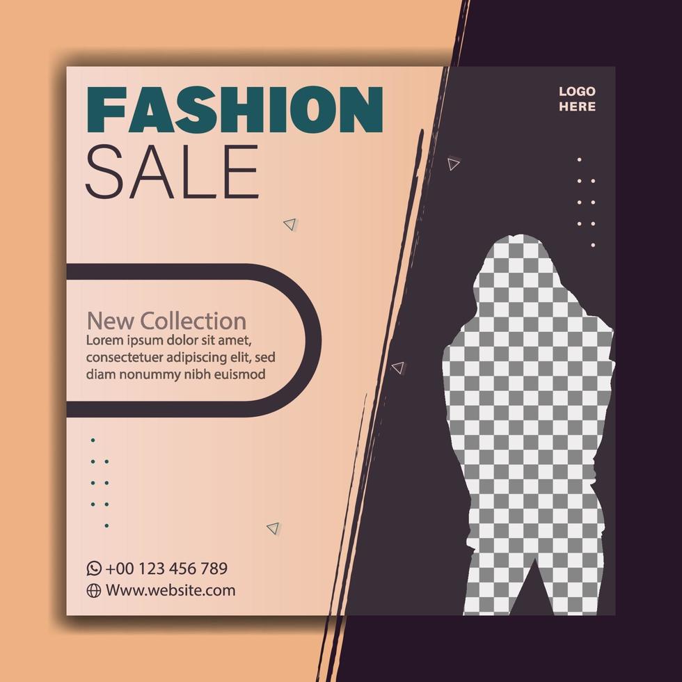 Fashion sale post and social media banner template vector