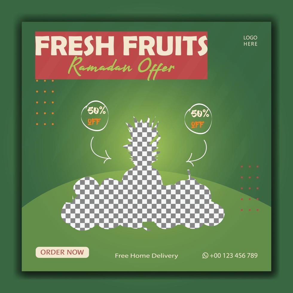 Best fruits social media banner green colors vector