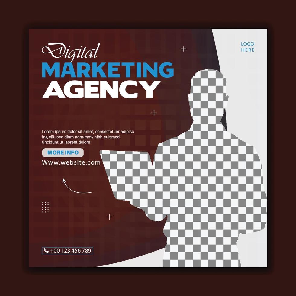 Professional digital marketing agency social media post template vector