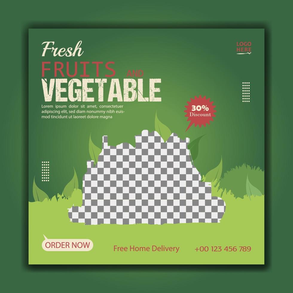 Fruits and vegetable social media post template vector
