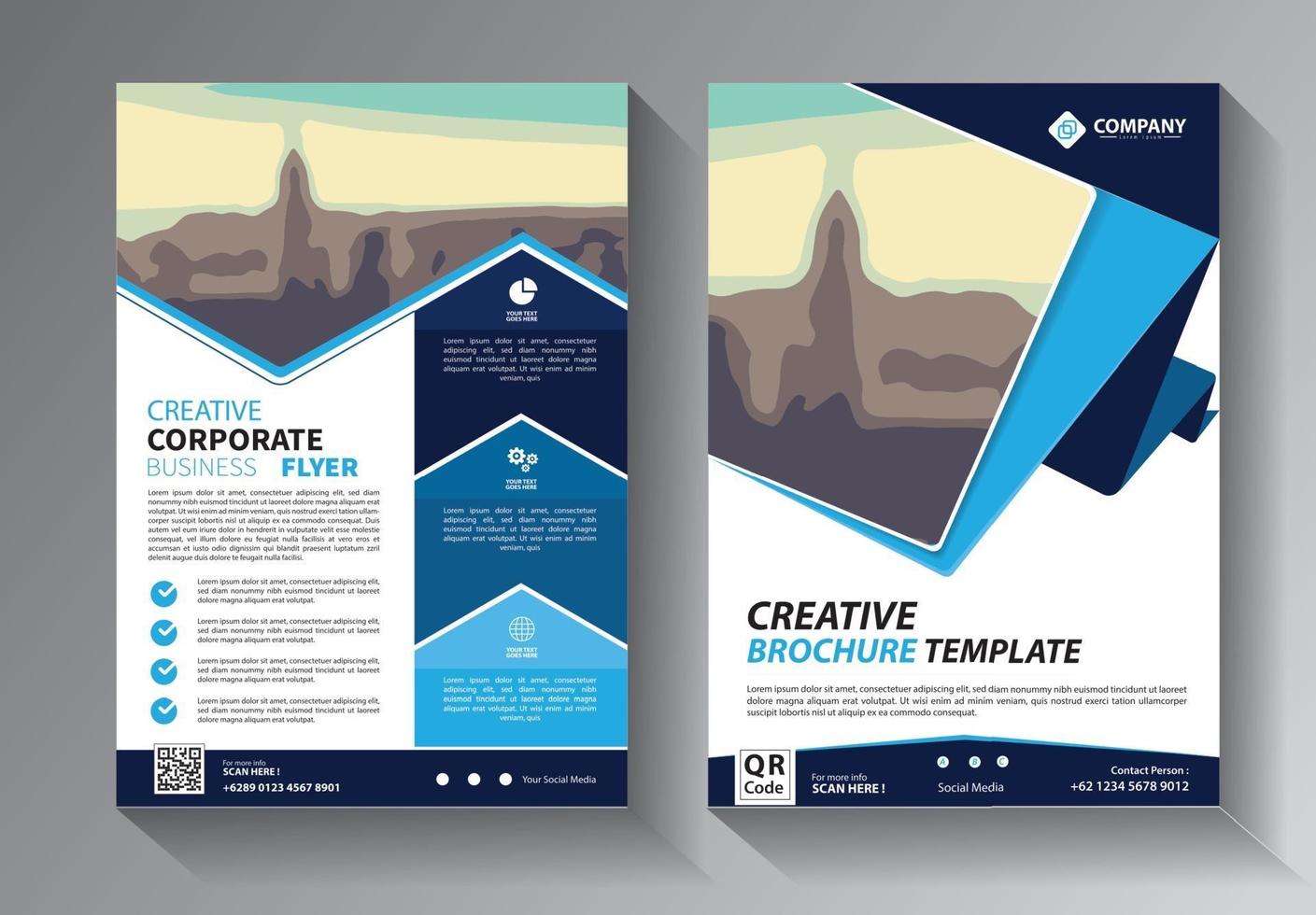 Business abstract vector template. Brochure design, cover modern layout, annual report, poster, flyer in A4 with colorful triangles, geometric shapes for tech, science, market with light background