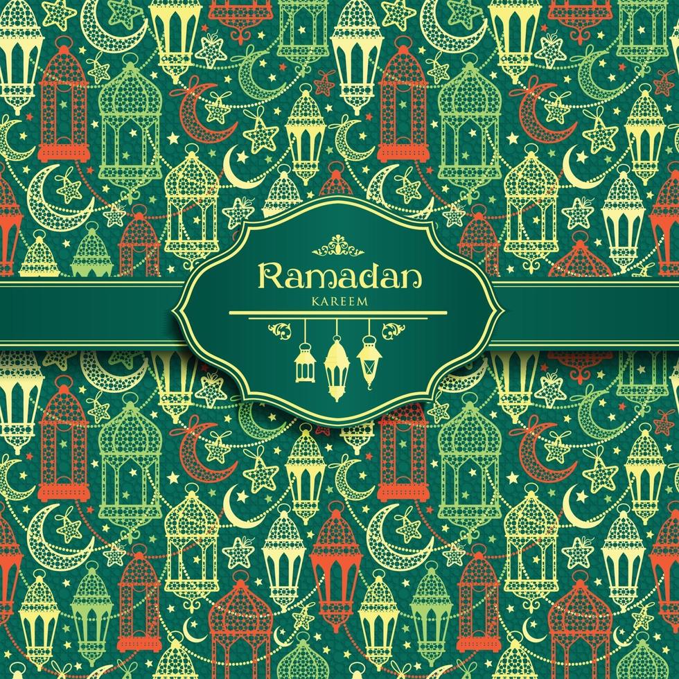 Seamless pattern of Ramadan Kareem lanterns. Happy Ramadan background celebration. vector