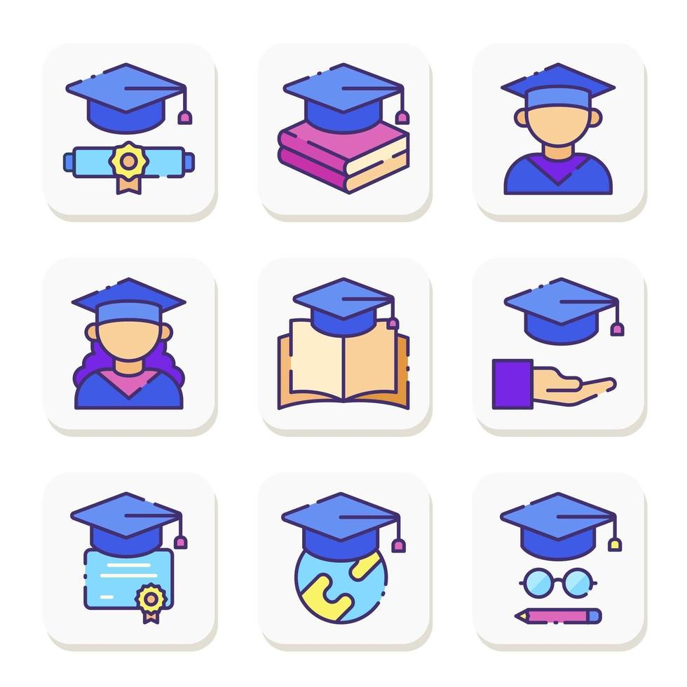 colección de iconos de graduación vector