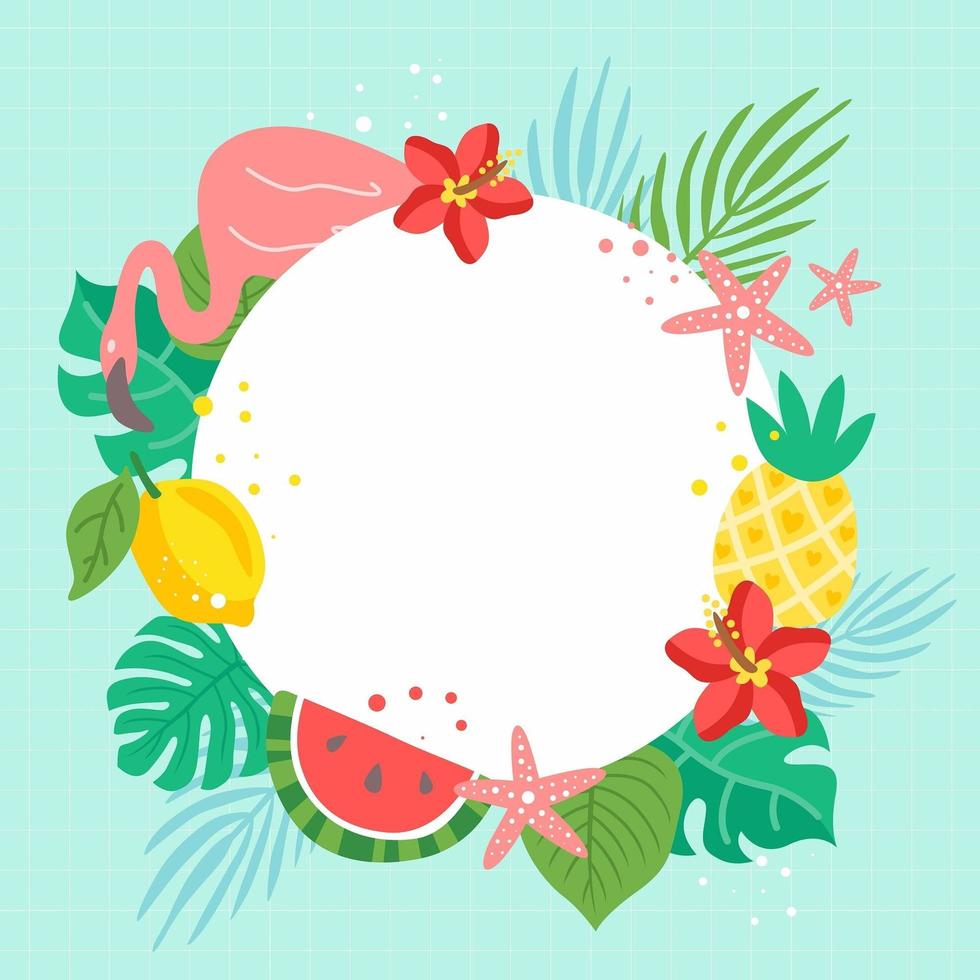 fondo de marco de elemento tropical de verano vector