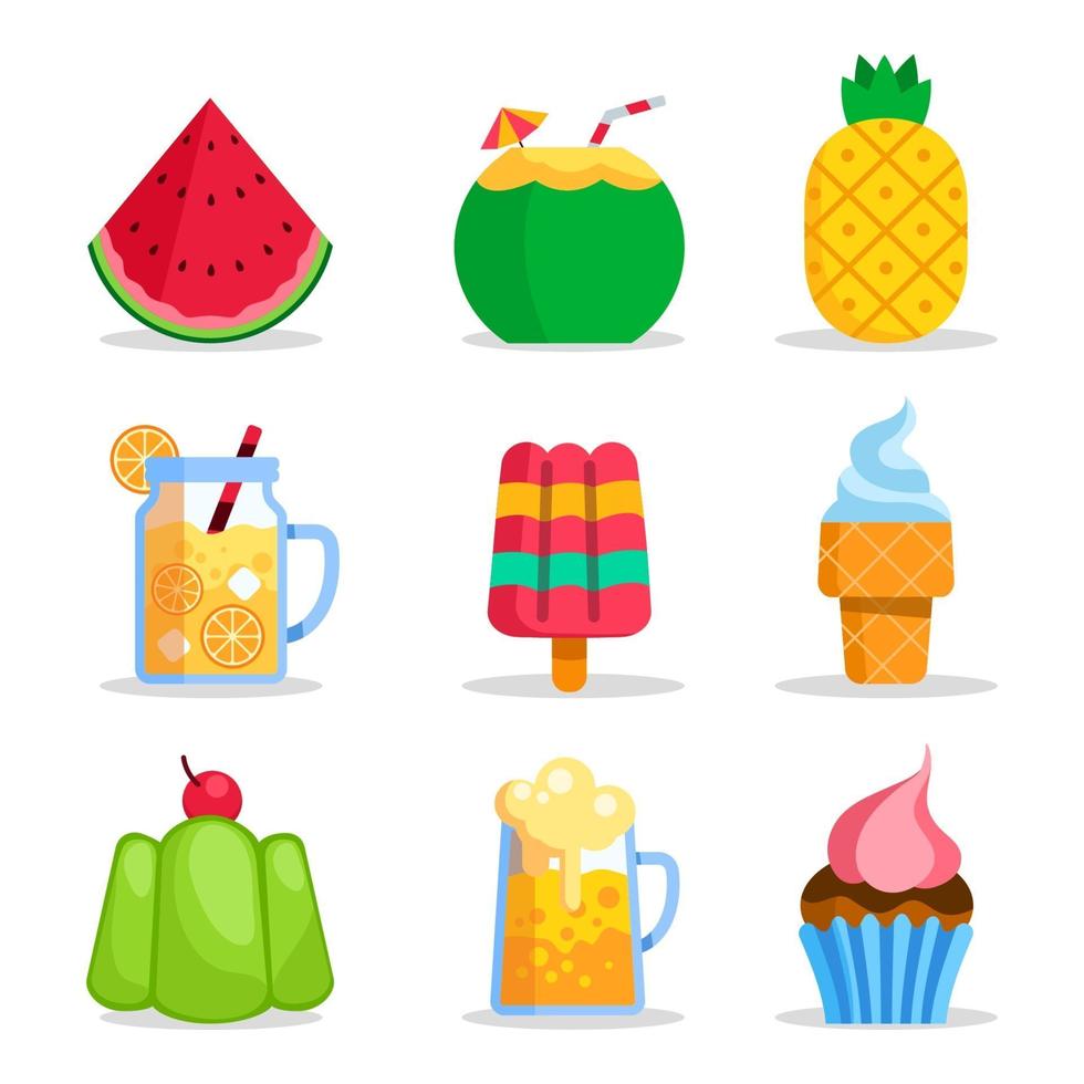 Summer Food Icon Collection vector