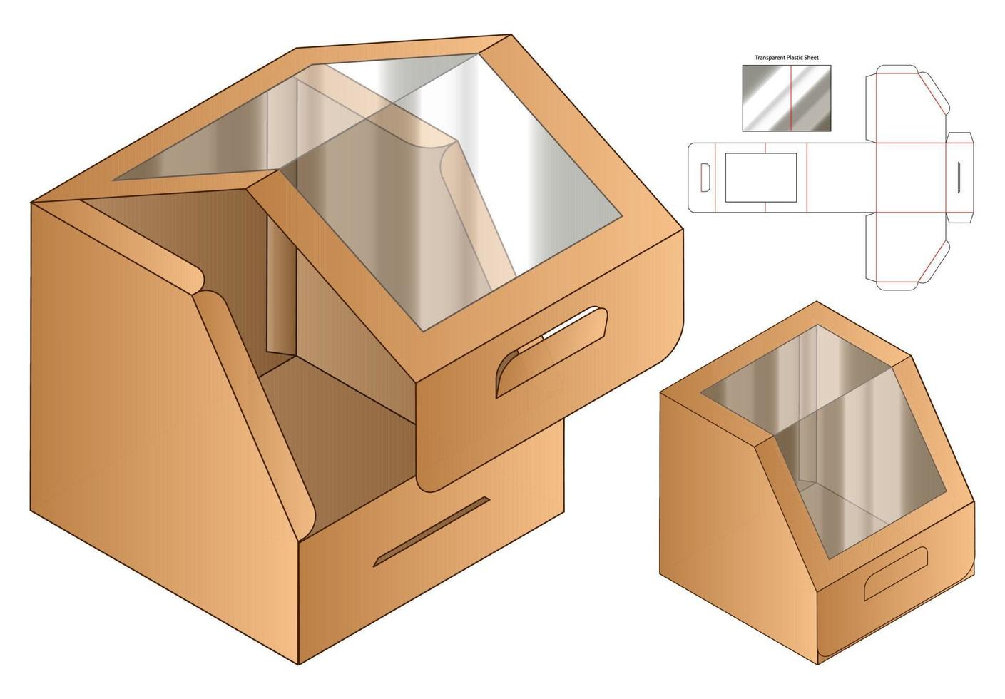 Box packaging die cut template design. 3d mock-up vector