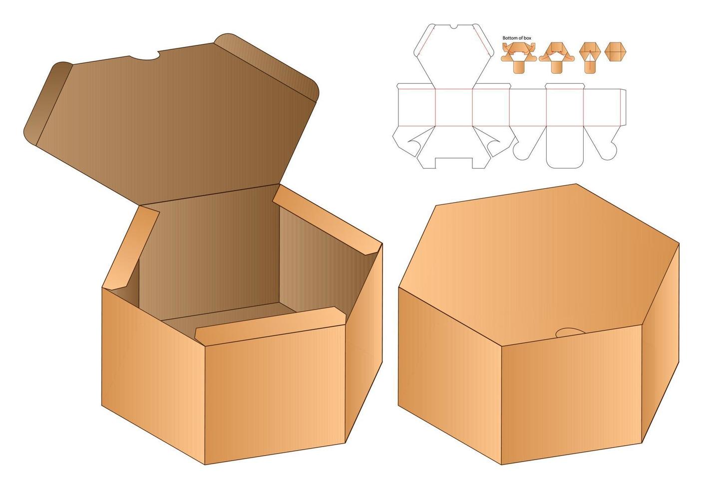 Box packaging die cut template design. 3d mock-up vector