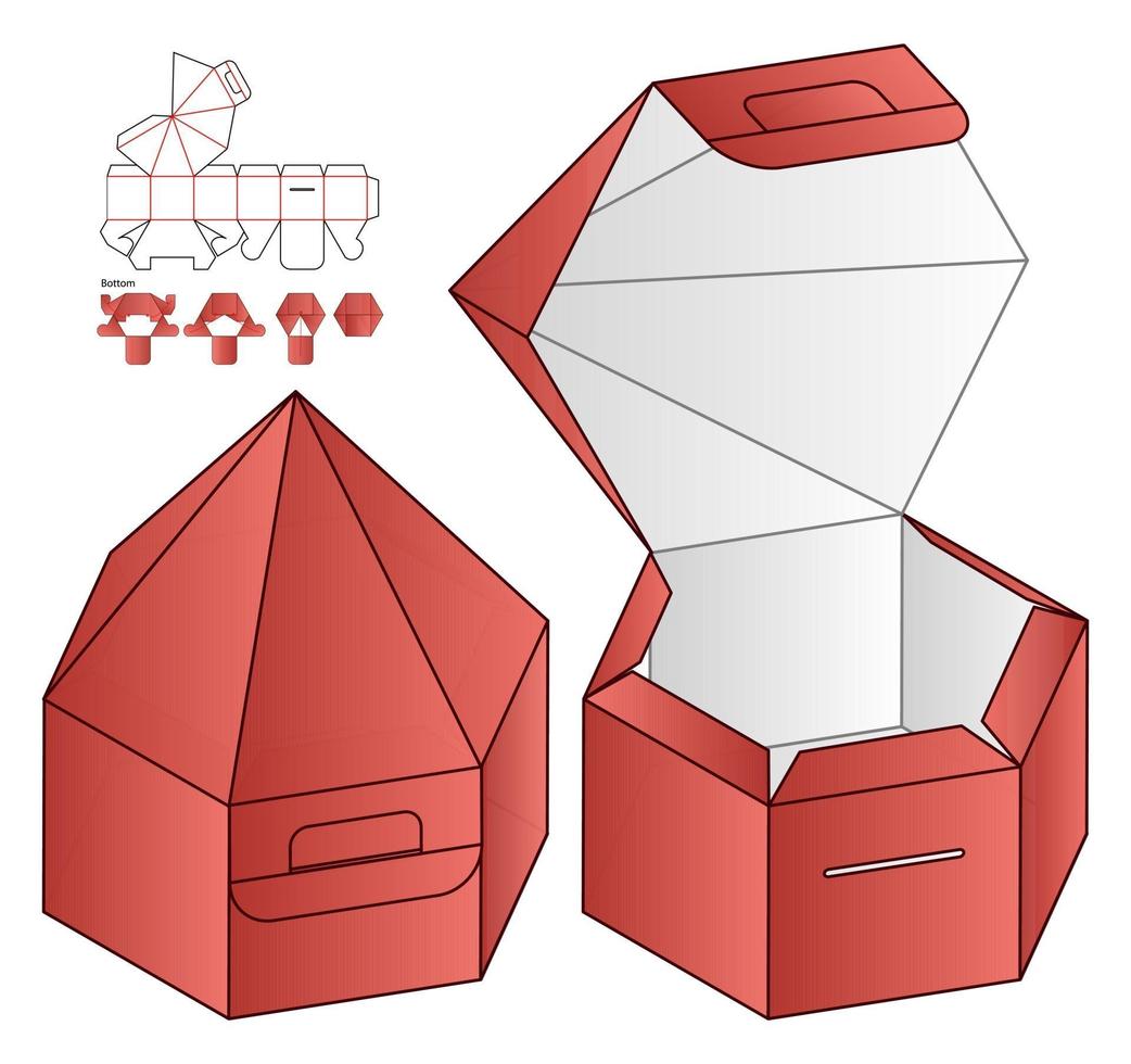 diseño de plantilla troquelada de embalaje de caja. Maqueta 3d vector