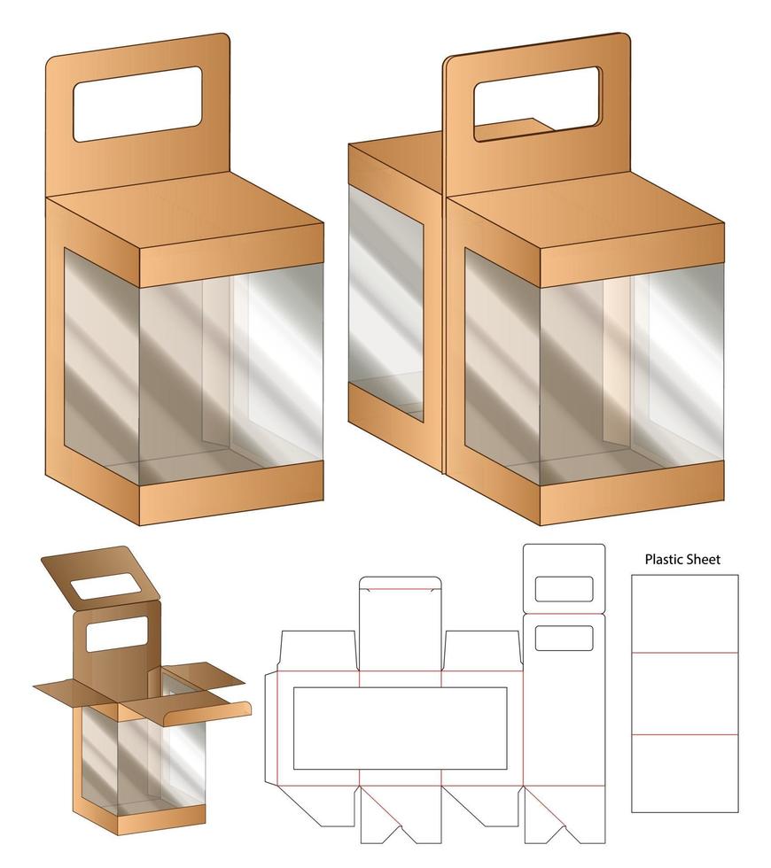 Box packaging die cut template design. 3d mock-up vector