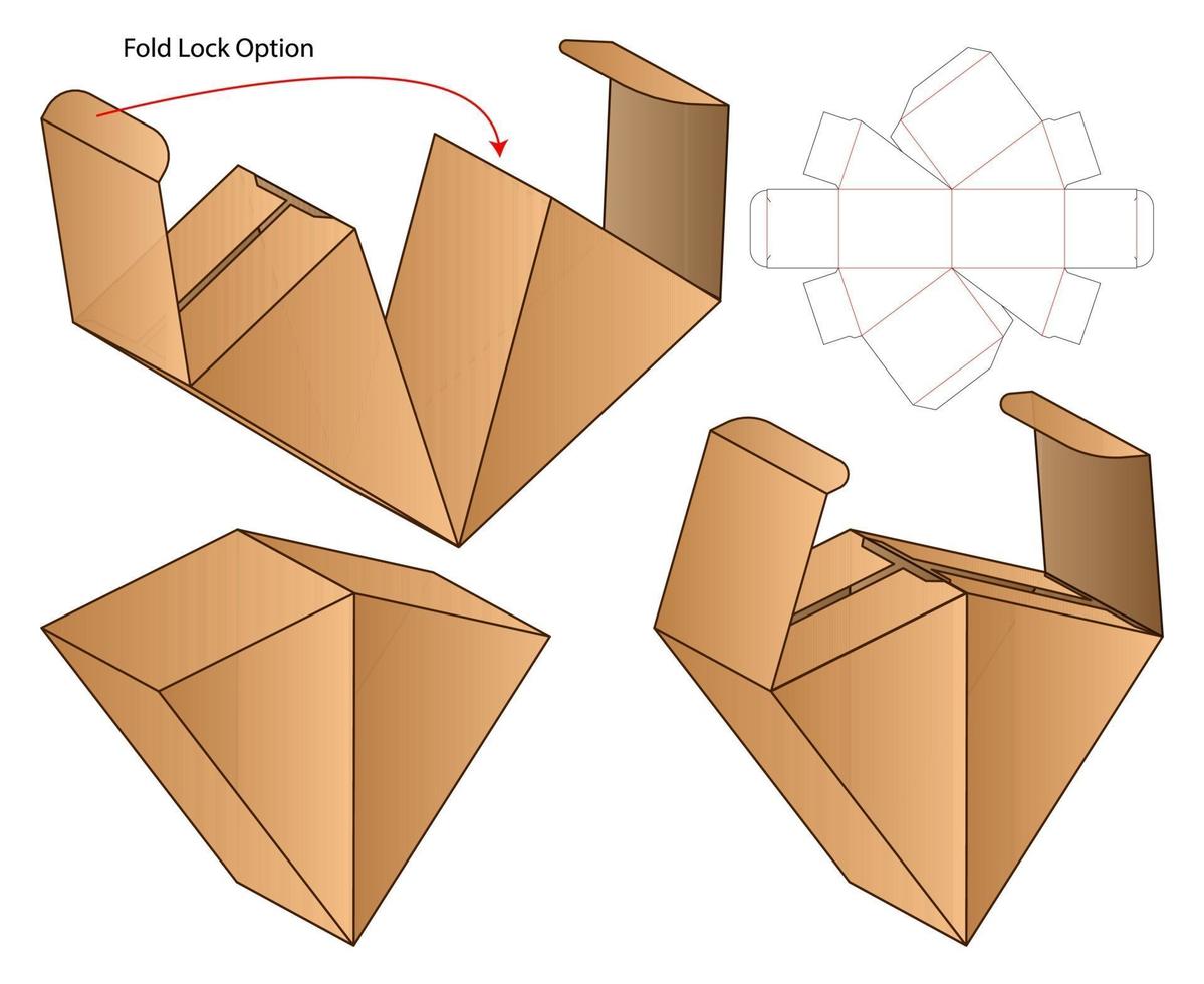 diseño de plantilla troquelada de embalaje de caja. Maqueta 3d vector