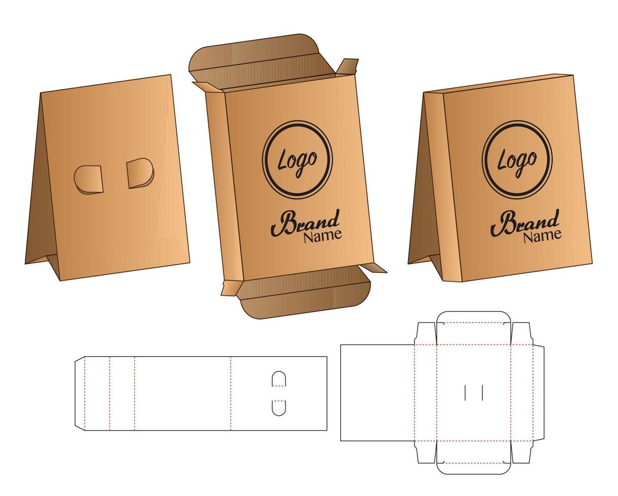 Box packaging die cut template design. 3d mock-up vector