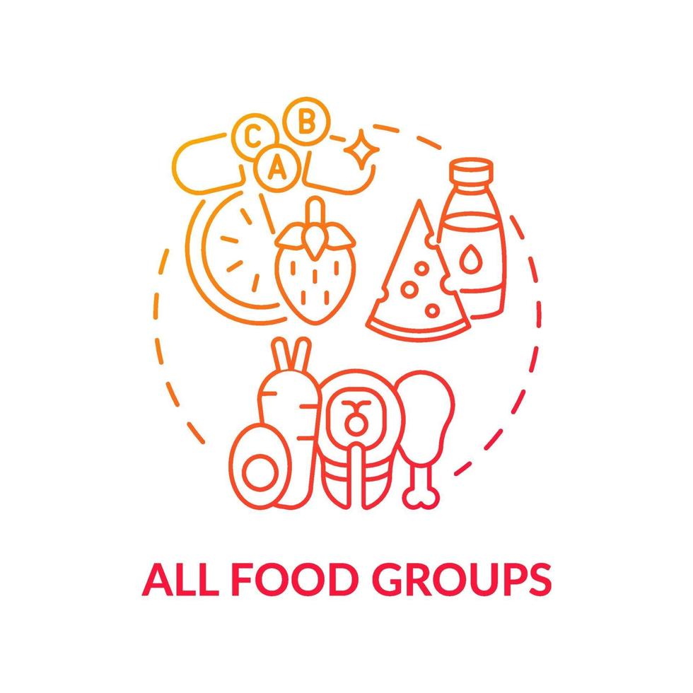 All food groups concept icon vector