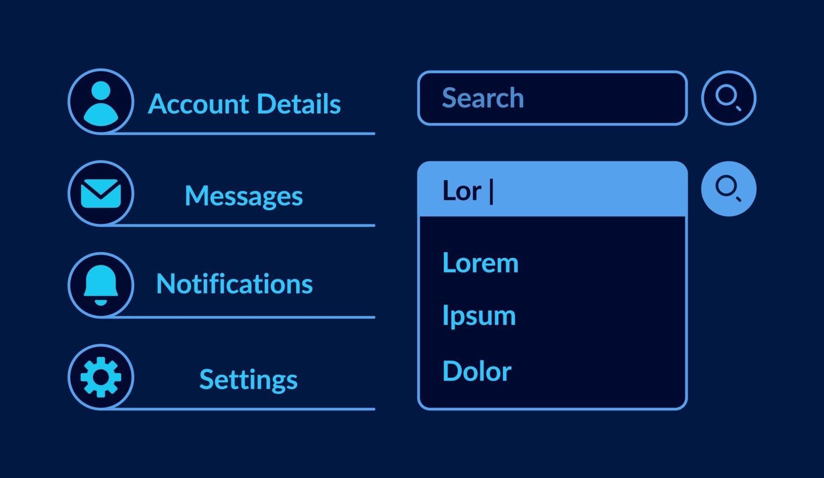 Online banking account settings UI elements kit vector